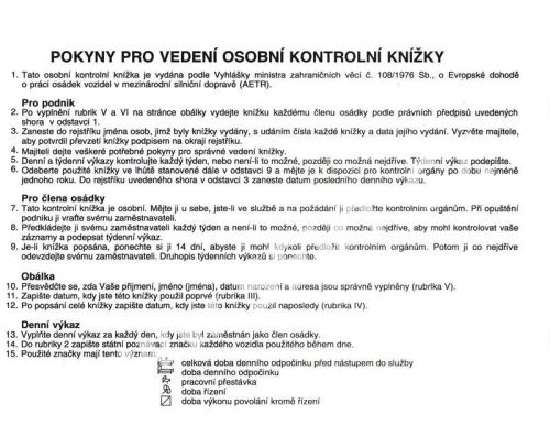 Kontrolní knížka pro řidiče (2)