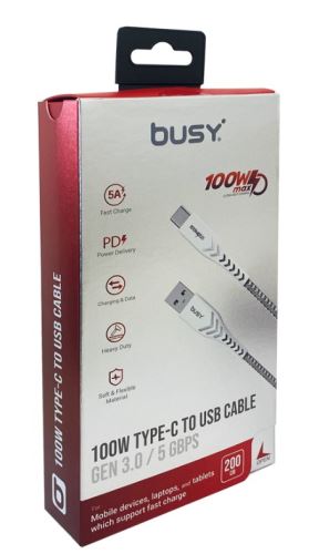 Busy®Datový kabel USB /C, 100W bílý (1)